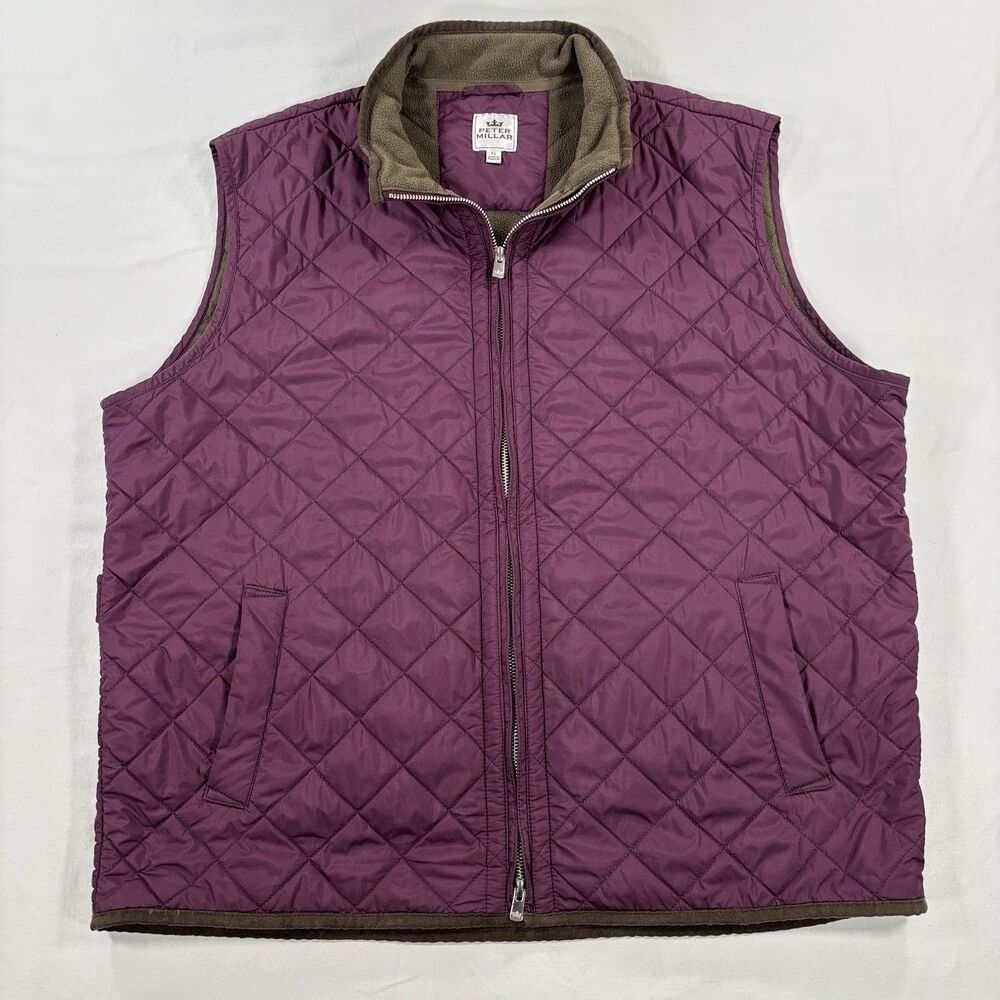 Peter Millar Essex Vest XL Cranberry Full Zip Quilted Puffer Quiet Luxury Golf